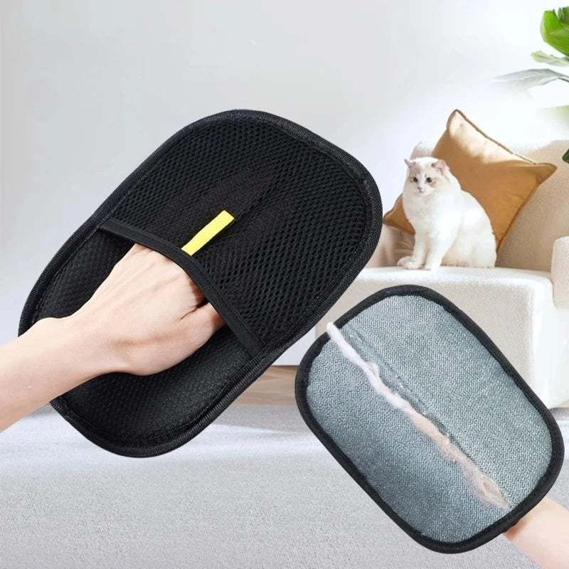 Pawlio™ Pet Hair Remover Grooming Glove in use, gently removing pet hair from a dog's coat during grooming session.