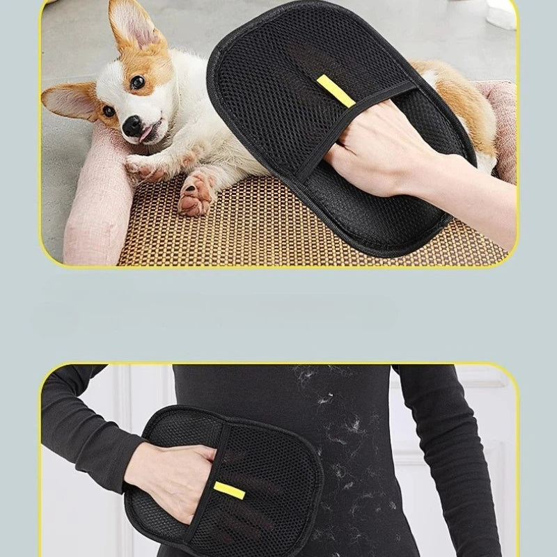 Pawlio™ Pet Hair Remover Grooming Glove with soft silicone tips for gentle pet hair cleaning and shedding removal.