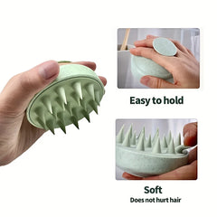 Pawlio silicone shampoo brush for scalp and hair massage, bath shower tool, and hair washing comb with ergonomic design.