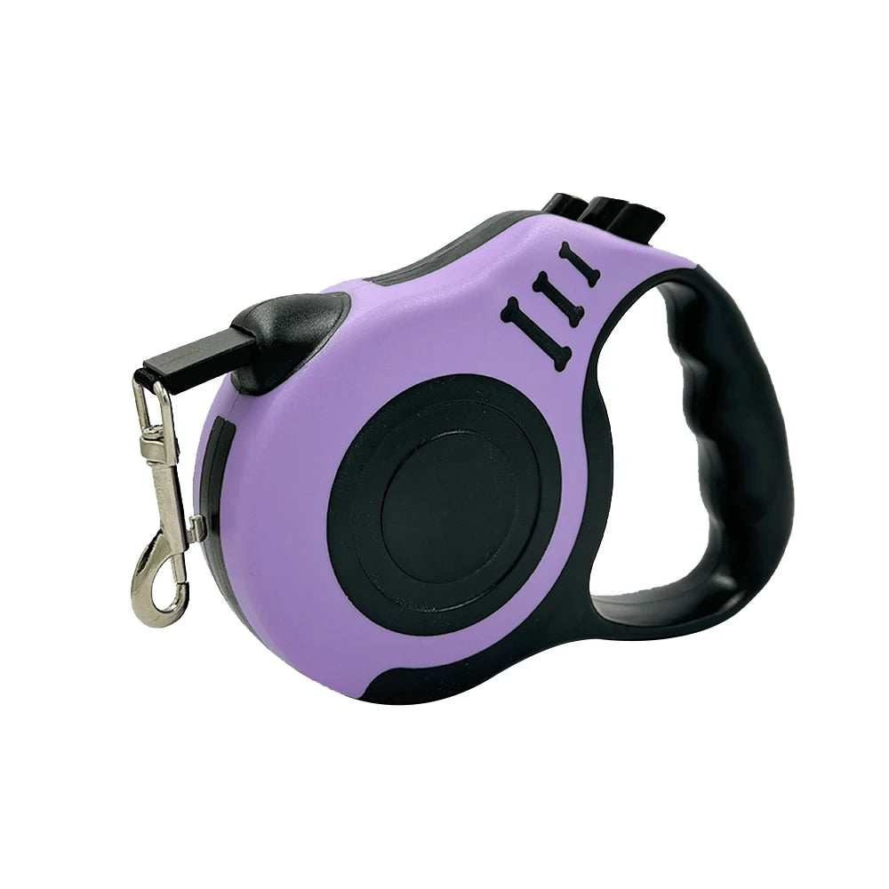 Pawlio™ Automatic Retractable Dog Leash with 3m and 5m durable nylon lead, shown extended with a secure handle for walking dogs.