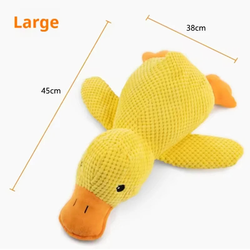Pawlio™ Plush Duck Comfort Toy for dogs, soft and cuddly calming buddy with bright orange beak and plush feathers.
