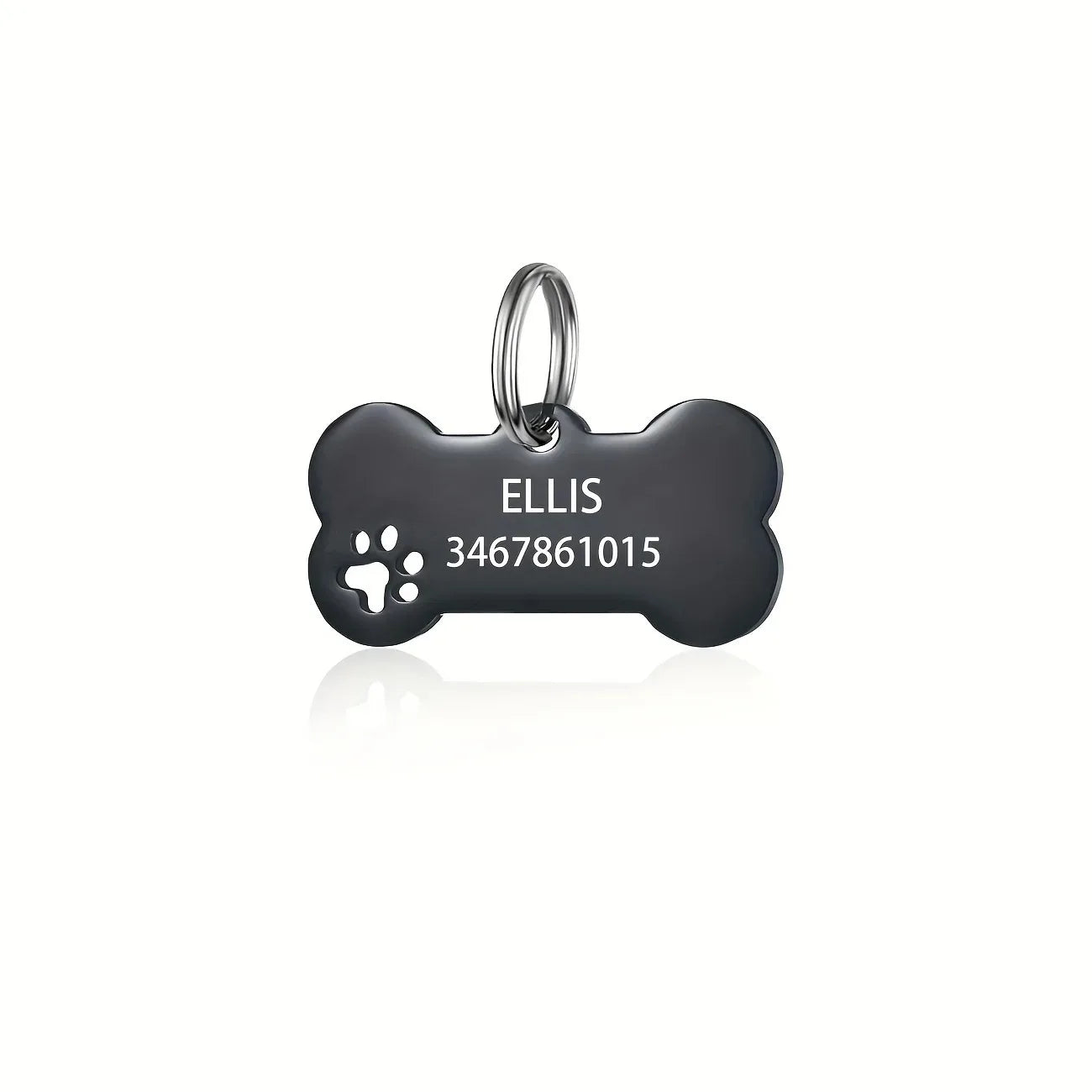 Personalized engraved bone-shaped dog and cat pet tags with name and phone number, high-quality brass from Pawlio.