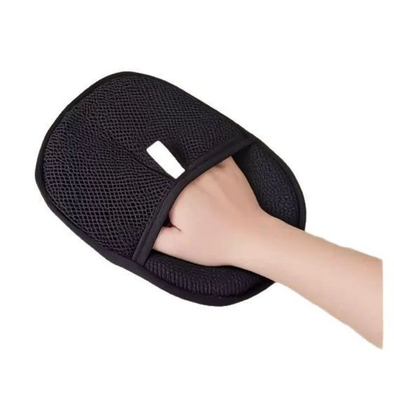 Pawlio™ Pet Hair Remover Grooming Glove showing soft silicone bristles for gentle pet fur removal on a dog's coat