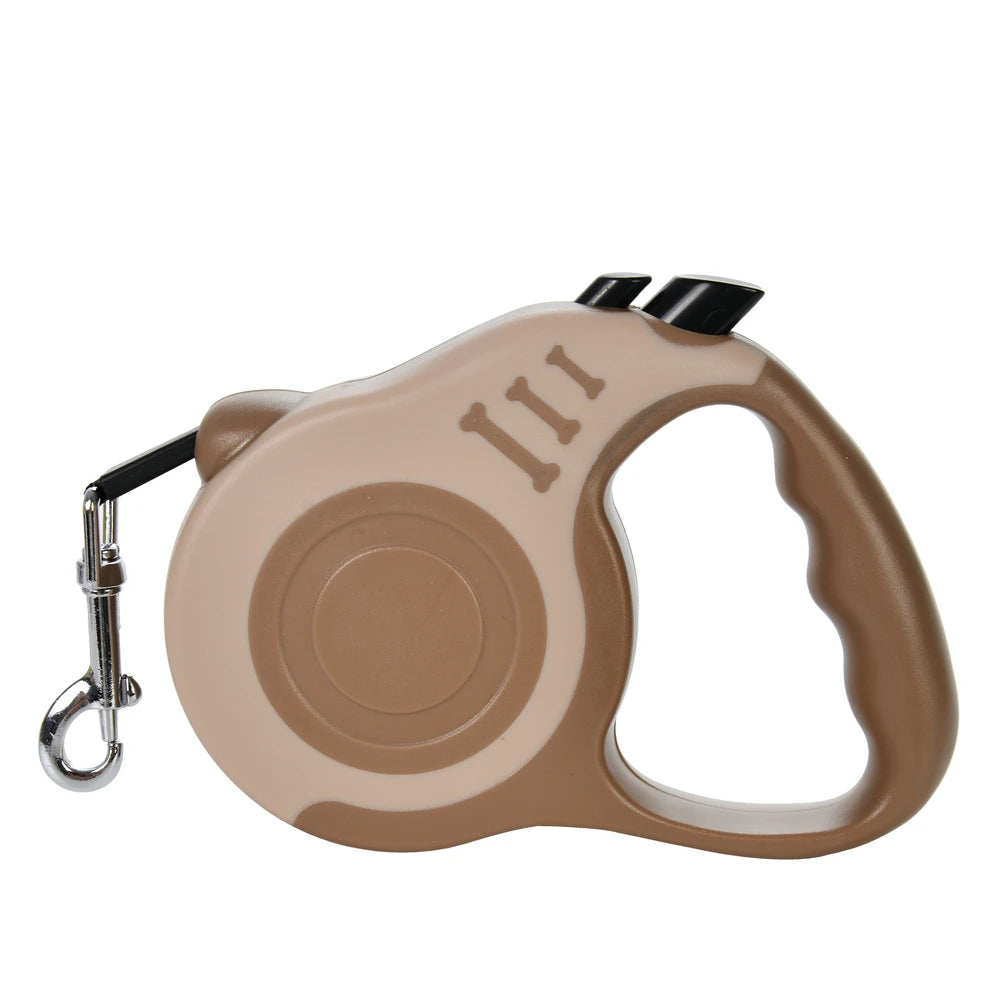 Pawlio™ automatic retractable dog leash in black with 3m and 5m durable lead, featuring a comfortable handle for walks.