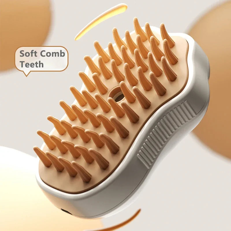 Pawlio™ 3-in-1 Steam Pet Grooming Brush showing the brush head and handle, designed for gentle pet grooming and detangling.