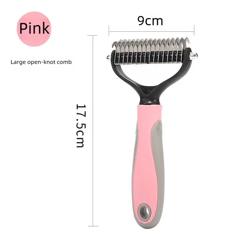 Pawlio™ double-sided pet deshedding brush and dematting comb for professional grooming, showing the dual-sided tool with bristles and blades.