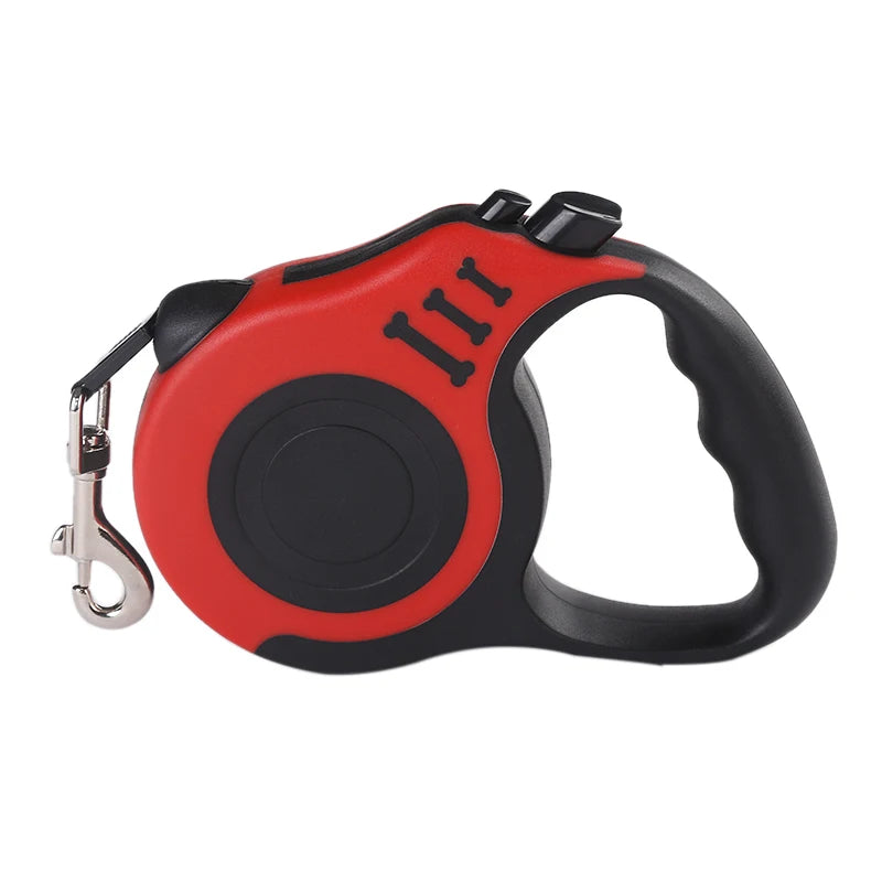 Pawlio™ automatic retractable dog leash in black, 3m and 5m lengths, showing the durable leash and handle in use.