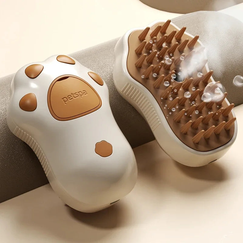 Pawlio™ 3-in-1 Steam Pet Grooming Brush with ergonomic handle and steam vents for effective pet fur grooming and deshedding.
