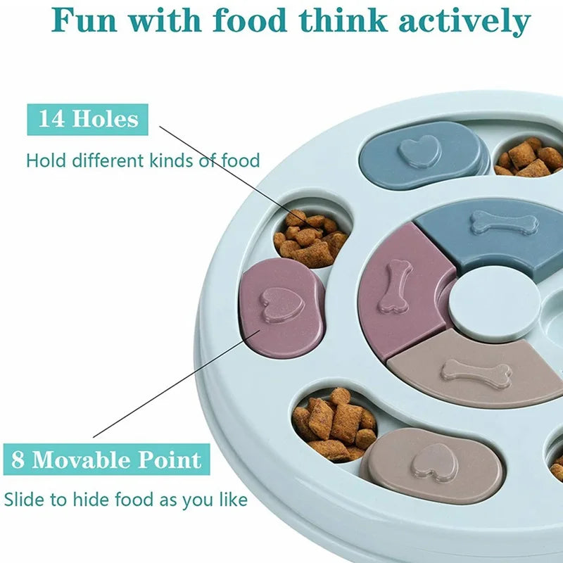 Pawlio™ interactive slow feeder and dog puzzle toy with multiple compartments for engaging pet feeding and mental stimulation.