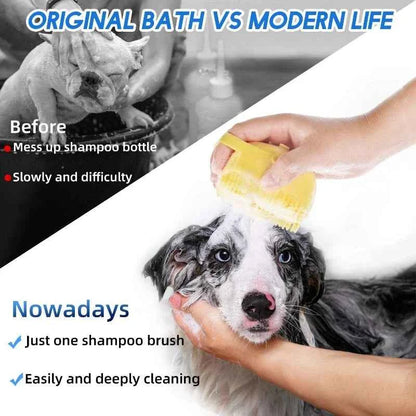 Pawlio™ Pet Shampoo Brush – Silicone Bath Massage Brush for Dogs & Cats