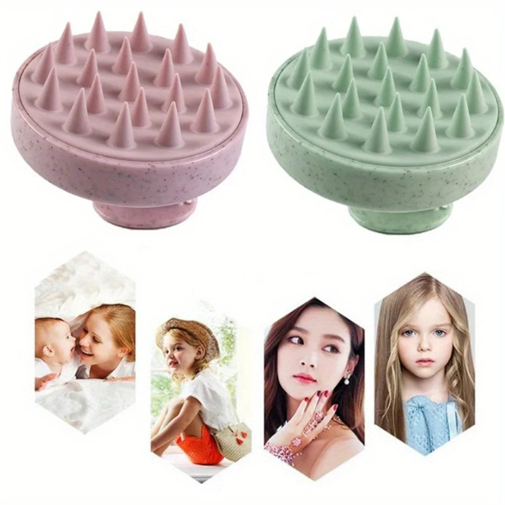 Pawlio silicone shampoo brush for scalp massage and hair washing, featuring soft bristles and ergonomic design for shower use.