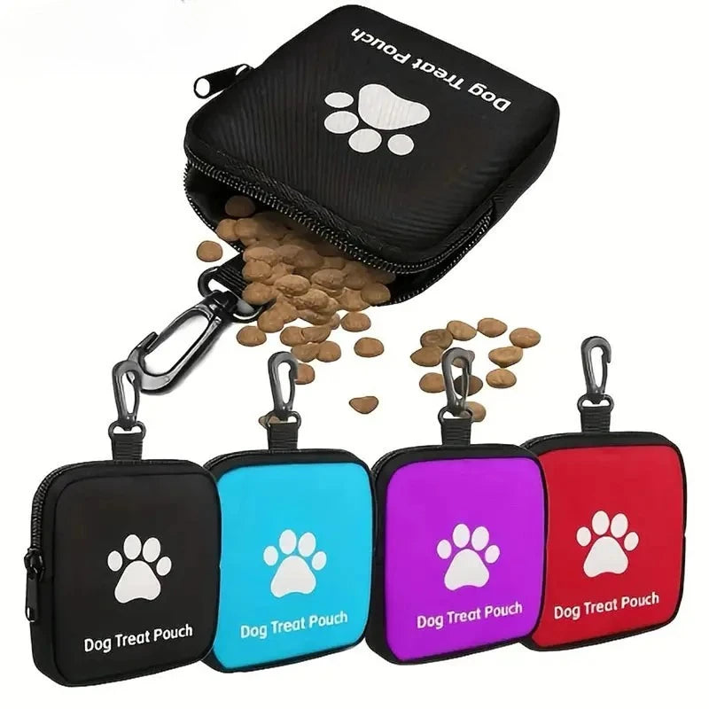 Pawlio™ Portable dog training treat bag, hands-free pouch in black, with adjustable strap and multiple compartments for treats and accessories.