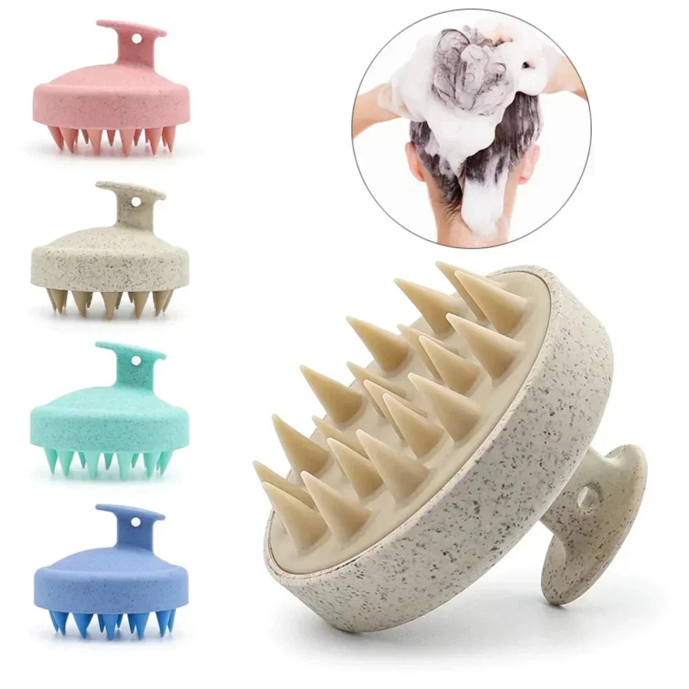 Pawlio silicone shampoo brush for scalp massage and hair washing, with flexible bristles for gentle cleansing during bath or shower.