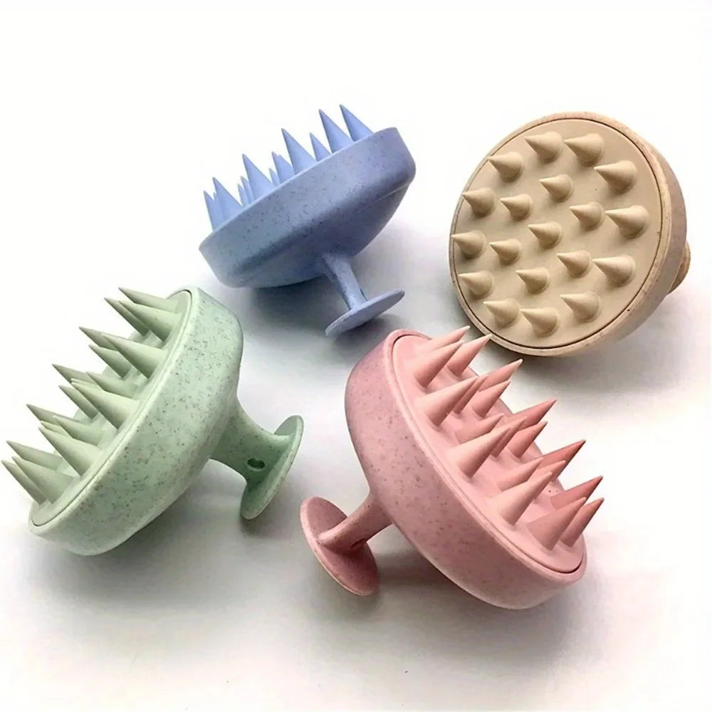 Pawlio silicone shampoo brush for scalp massage and hair washing, with soft bristles for gentle haircare and scalp cleaning.