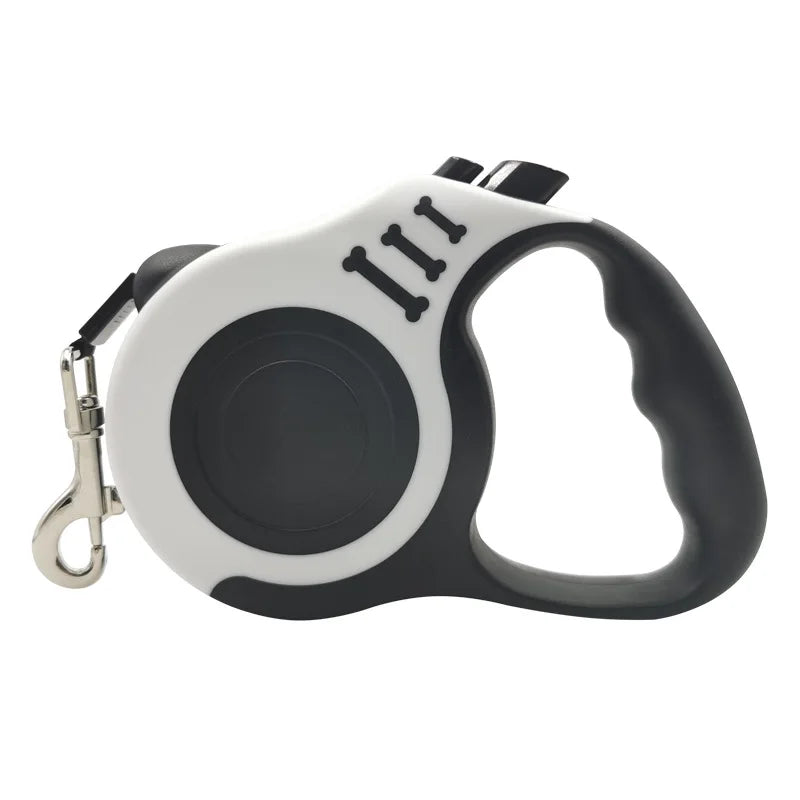 Pawlio™ automatic retractable dog leash in black, 3m and 5m lengths, featuring durable nylon lead for walking pets.