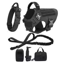 Pawlio Tactical K9 dog harness vest with no-pull design and MOLLE control system, adjustable straps for secure fit.