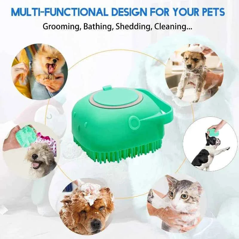 Pawlio™ Pet Shampoo Brush – Silicone Bath Massage Brush for Dogs & Cats