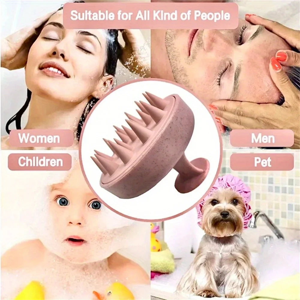 Pawlio silicone shampoo and scalp massage brush for hair washing and body massage, with bristles for gentle cleansing in shower.