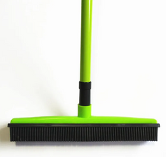 Pawlio pet hair removal broom mop with a wide cleaning head and reusable lint roller for effective pet hair cleanup on carpets and furniture.