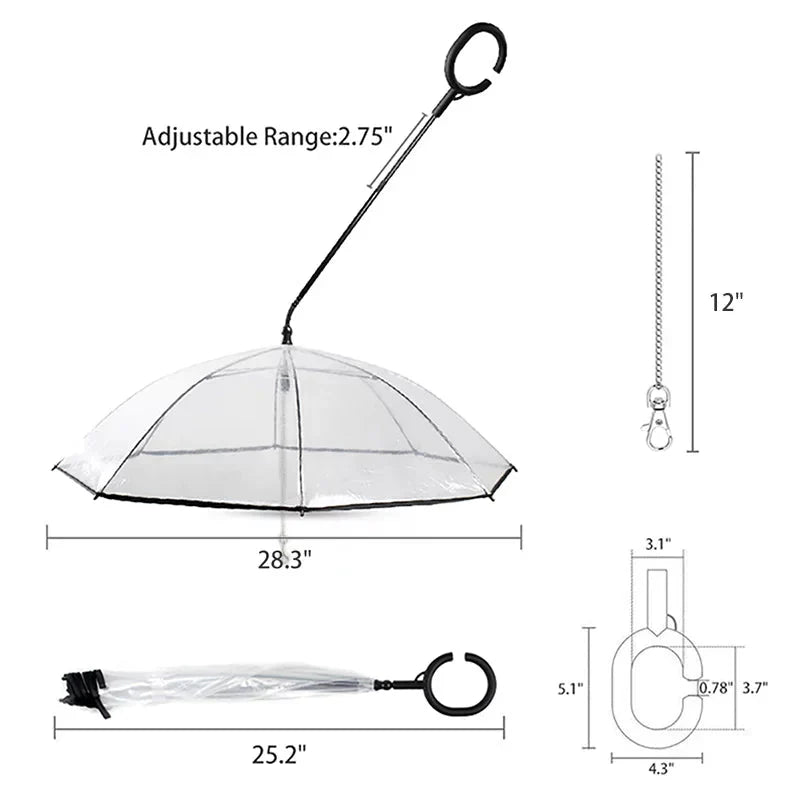 Stylish Pawlio™ dog umbrella with waterproof canopy, designed for rain protection during walks with small to medium dogs.