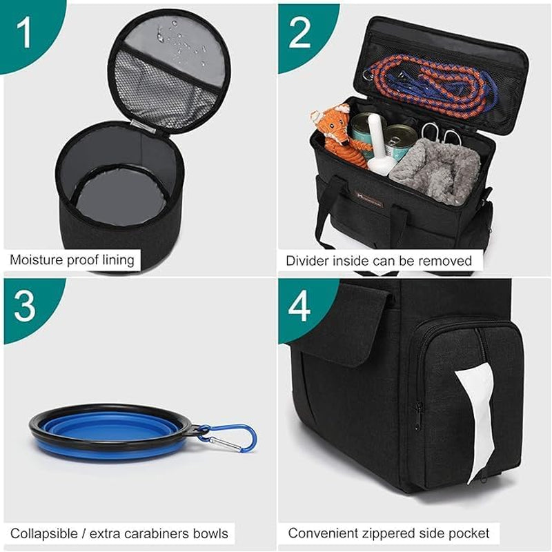 Pawlio™ Pet Travel Bag Set with multiple compartments, designed for dog travel and organization, featuring a sleek, durable carry case.