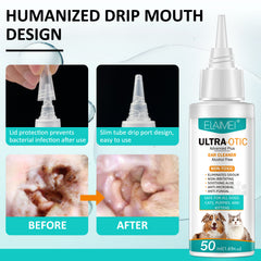 Pawlio Pet Ear Cleaner 50ml bottle with applicator for gentle cleaning of dogs and cats' ears.