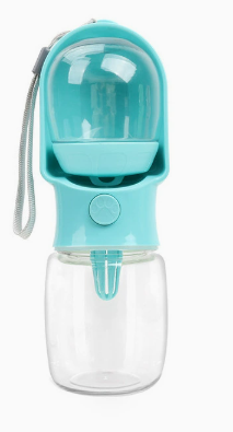 Portable dog water bottle by Pawlio with a compact design, featuring a built-in water dispenser and leak-proof cap for on-the-go hydration.