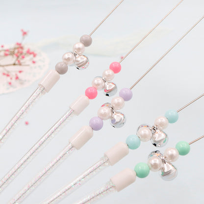 Colorful Pom Pom Cat Teaser Wand with Bell Toy