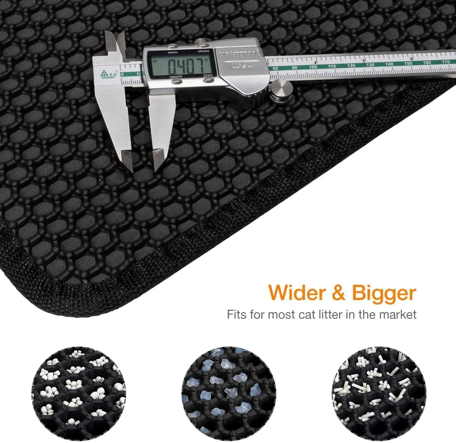 Pawlio™ Premium cat litter trapping mat with anti-slip backing and easy-to-clean surface, designed to catch stray litter from feline paws.