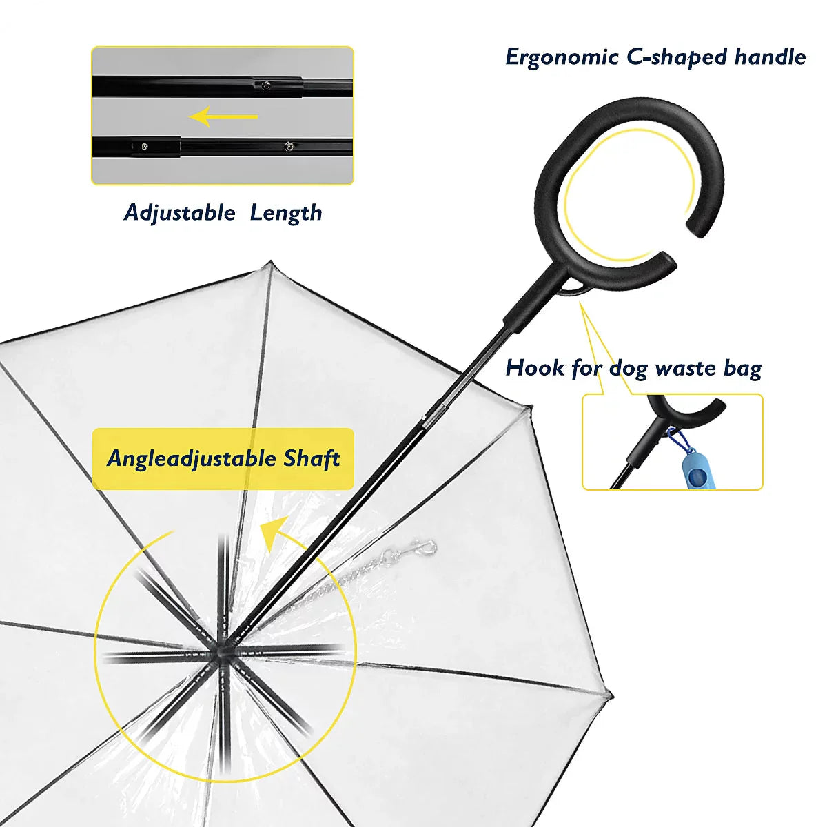 Stylish Pawlio™ dog umbrella with waterproof canopy providing rain protection for pets during walks