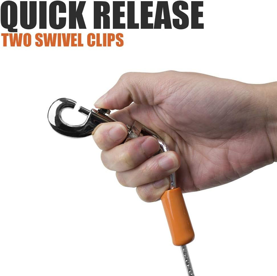 Pawlio™ heavy-duty 25ft dog tie out cable with tangle-free design, suitable for secure outdoor leash and tethering.