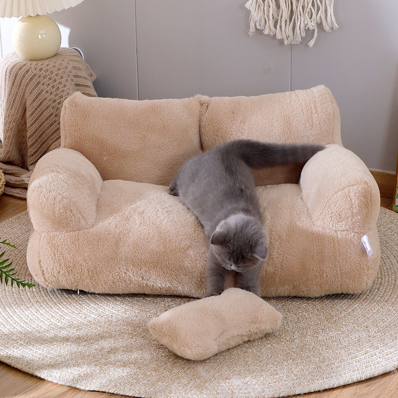 Pawlio luxury plush cat bed with a soft, rounded shape and cushioned interior for cozy comfort and restful sleep.