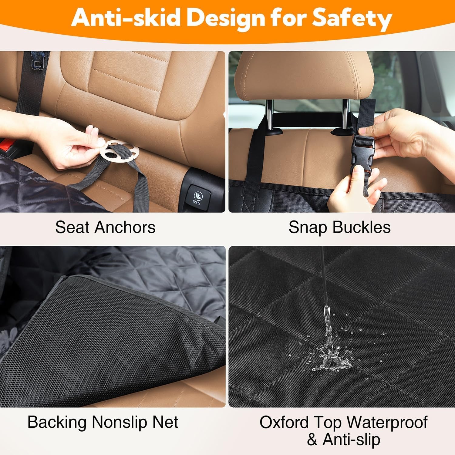 Pawlio™ Premium Dog Car Seat Hammock waterproof backseat protector with adjustable straps and breathable material for pet comfort.