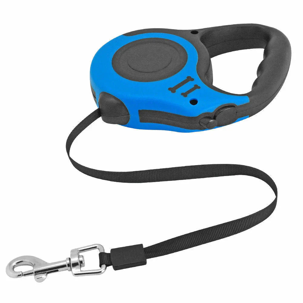 Pawlio™ automatic retractable dog leash with brake and lock safety system, shown with a black leash reel and handle.