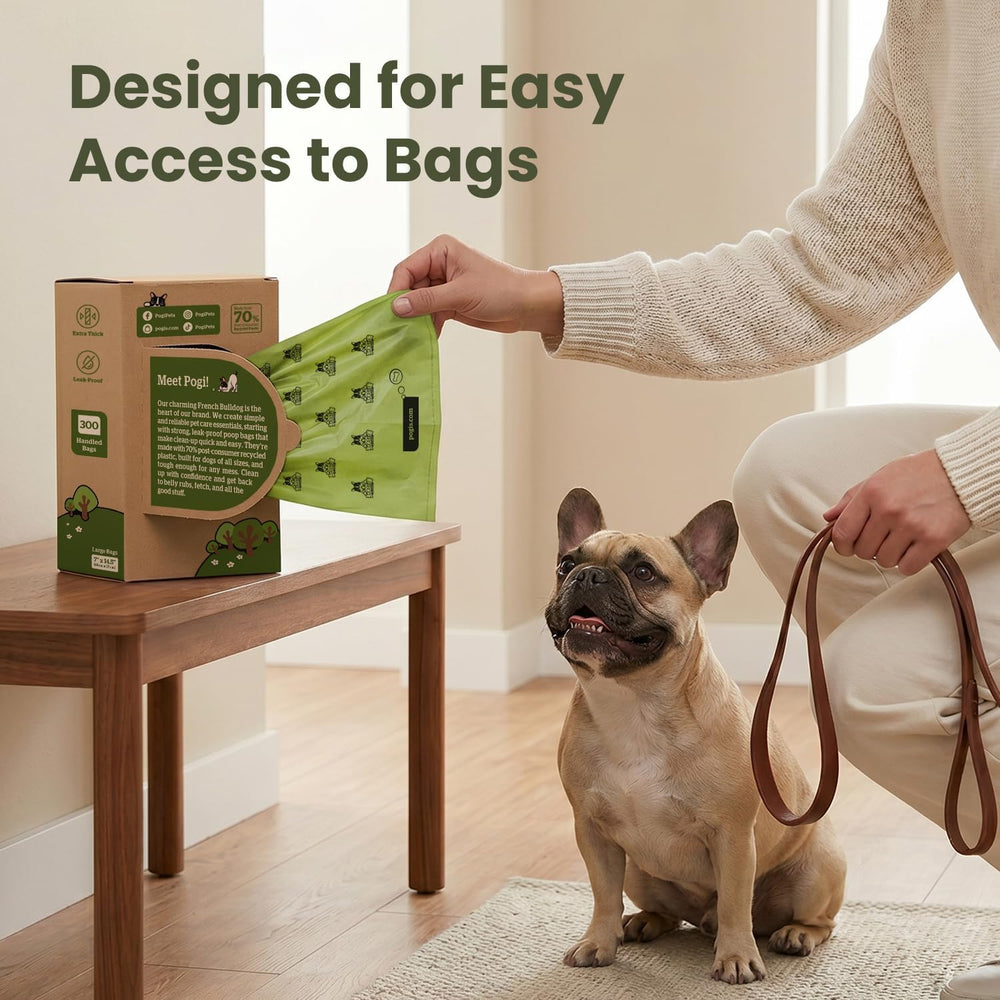 Pawlio™ Extra-Thick Dog Poop Bags with Handles, 300 count, durable waste disposal bags for pet cleanup, featuring handles for easy carry.