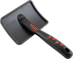 Pawlio™ Professional Curved Slicker Brush for dogs, showing the gentle grooming brush with fine metal bristles and ergonomic handle.