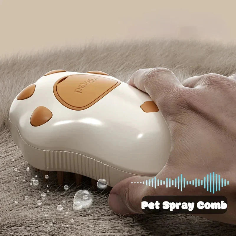 Electric cat steam brush bys-user-store-22890, 3-in-1 pet grooming comb with water spray for cats and dogs, USB rechargeable.