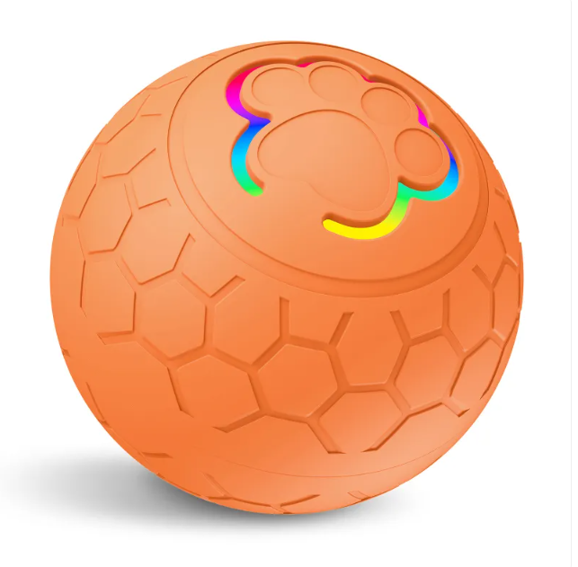 Pawlio™ Smart Bounce Ball for dogs and cats, featuring an interactive self-rolling design, durable rubber surface, and vibrant colors.