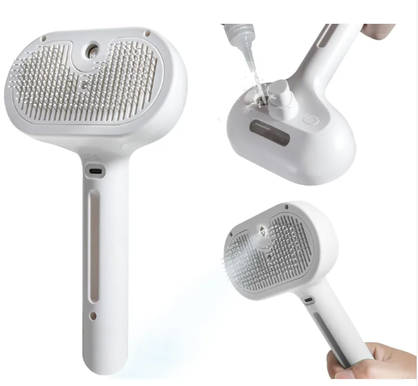 Pawlio Pet Hair Spray Brush with ergonomic handle and dense bristles for gentle grooming and removing pet hair from coats