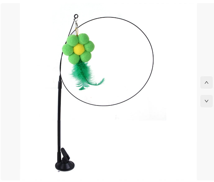 Pawlio Cat Sucker Teaser Toy with colorful feather and string for interactive feline play and entertainment.