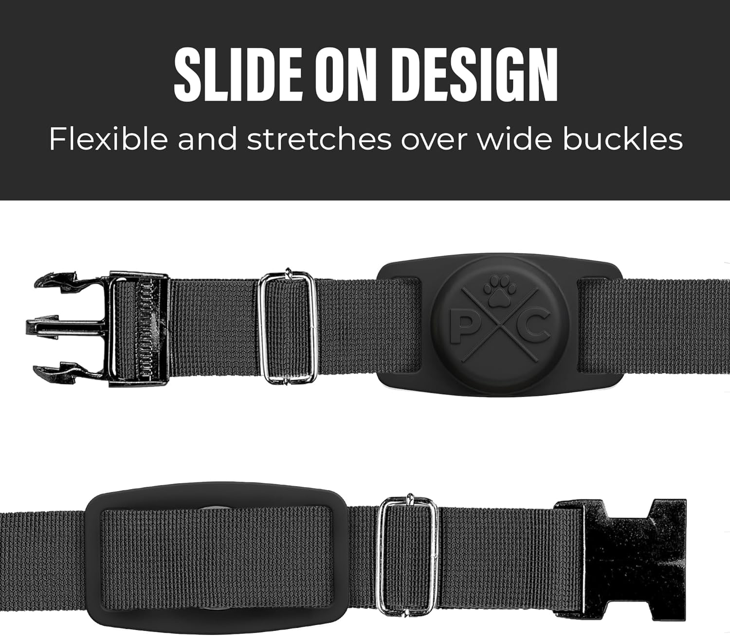 Pawlio™ Protective Apple AirTag Dog Collar with secure buckle and adjustable strap, designed for tracking and safety.