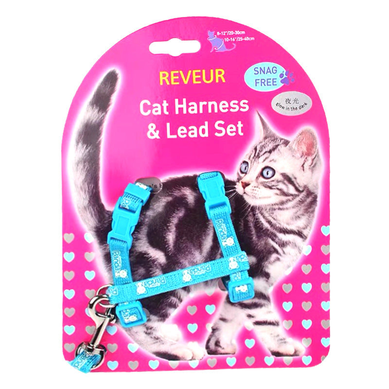 Pawlio Glowing Kitty Safety Harness with adjustable straps and reflective glow for secure outdoor walks with cats.