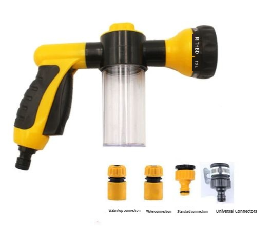 Pawlio high-pressure outdoor dog wash sprayer with brush and grooming comb, ideal for pet bathing, watering plants, and car cleaning